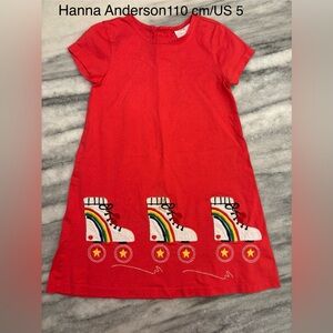 Hanna Andersson Red Dress with Rainbow Skates